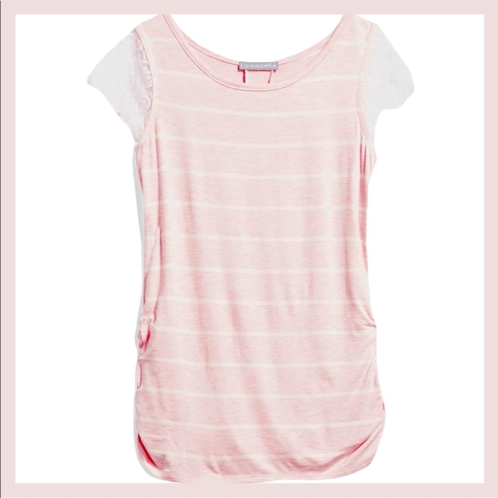 LOVEAPPELLA pink and white maternity top
